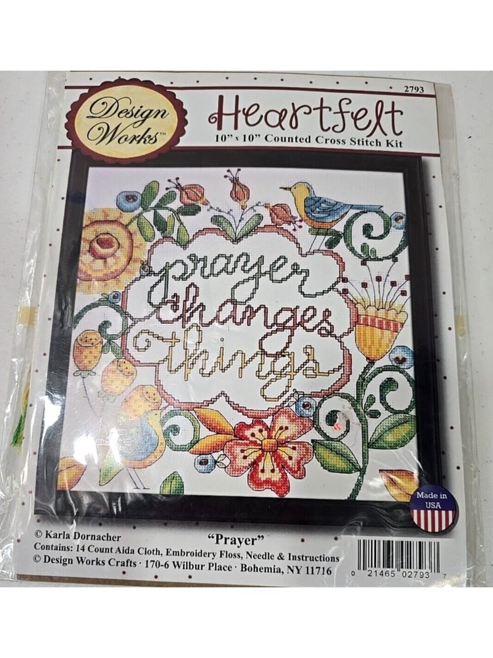 DESIGN WORKS HEARTFELT Counted Cross Stitch Kit PRAYER CHANGES THINGS 10" x 10"